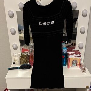 Bebe Black Knit sweater Dress with Logo